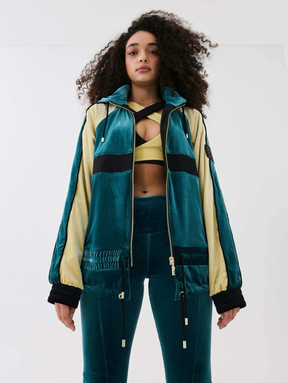 P.E Nation Retrospect Jacket In Deep Teal/Yellow Size Small
